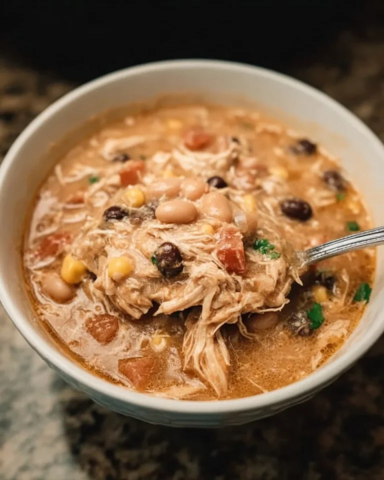 Delicious crockpot white chicken chili served in a bowl
