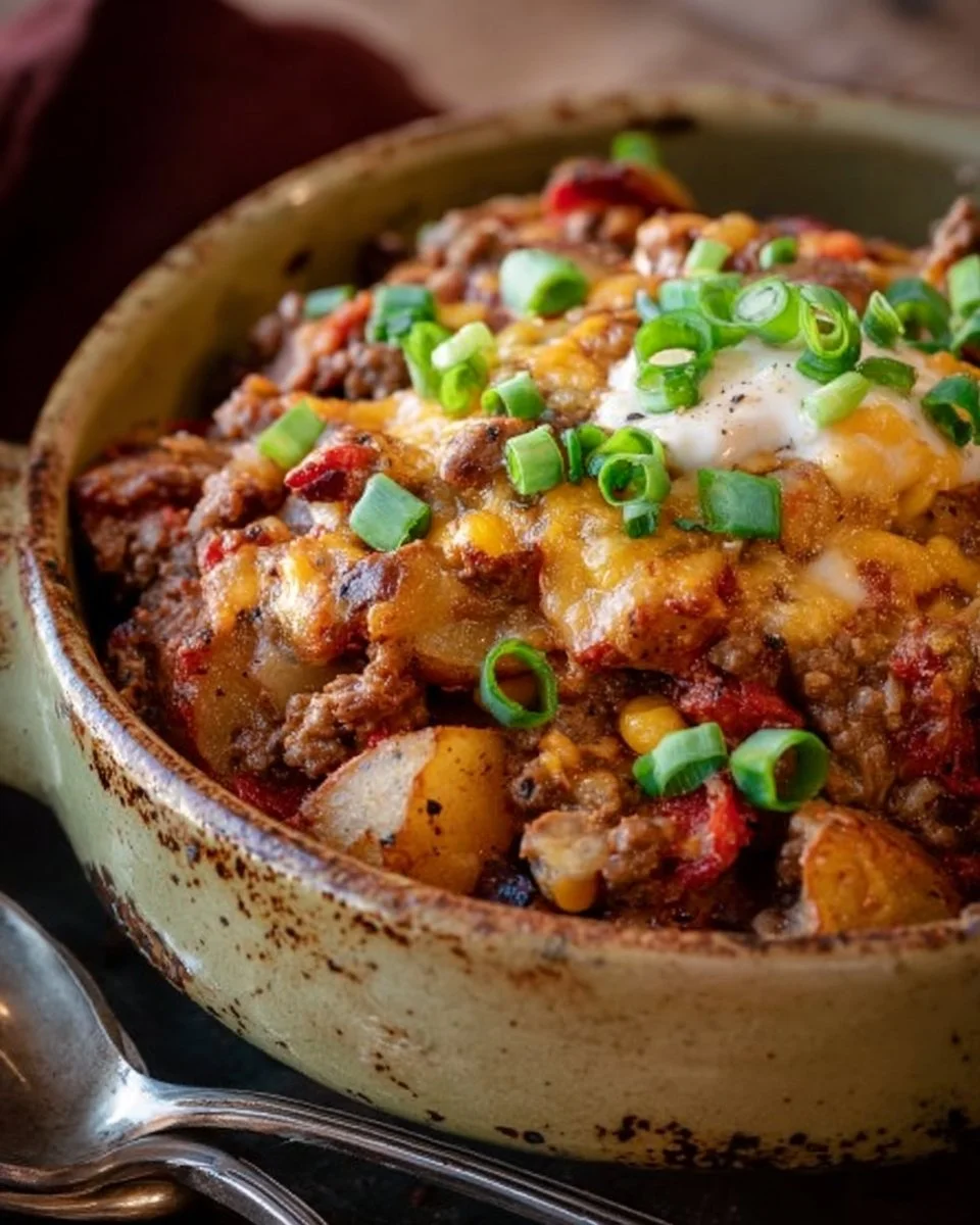 High Protein Crock Pot Cowboy Casserole