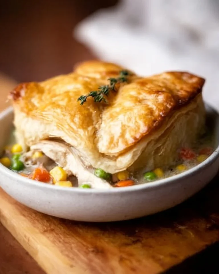 Delicious slow cooker chicken pot pie with flaky crust and savory filling