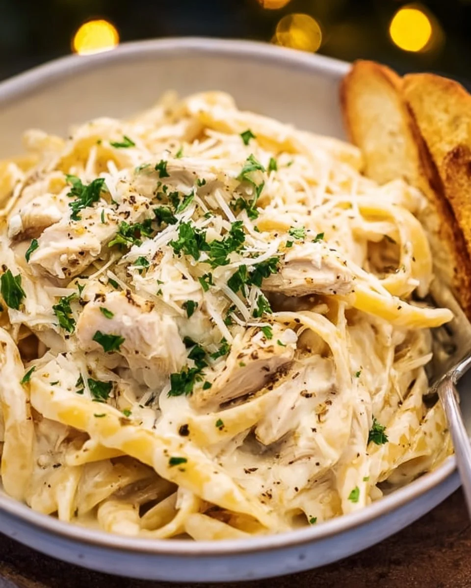 BEST Crockpot Chicken Alfredo