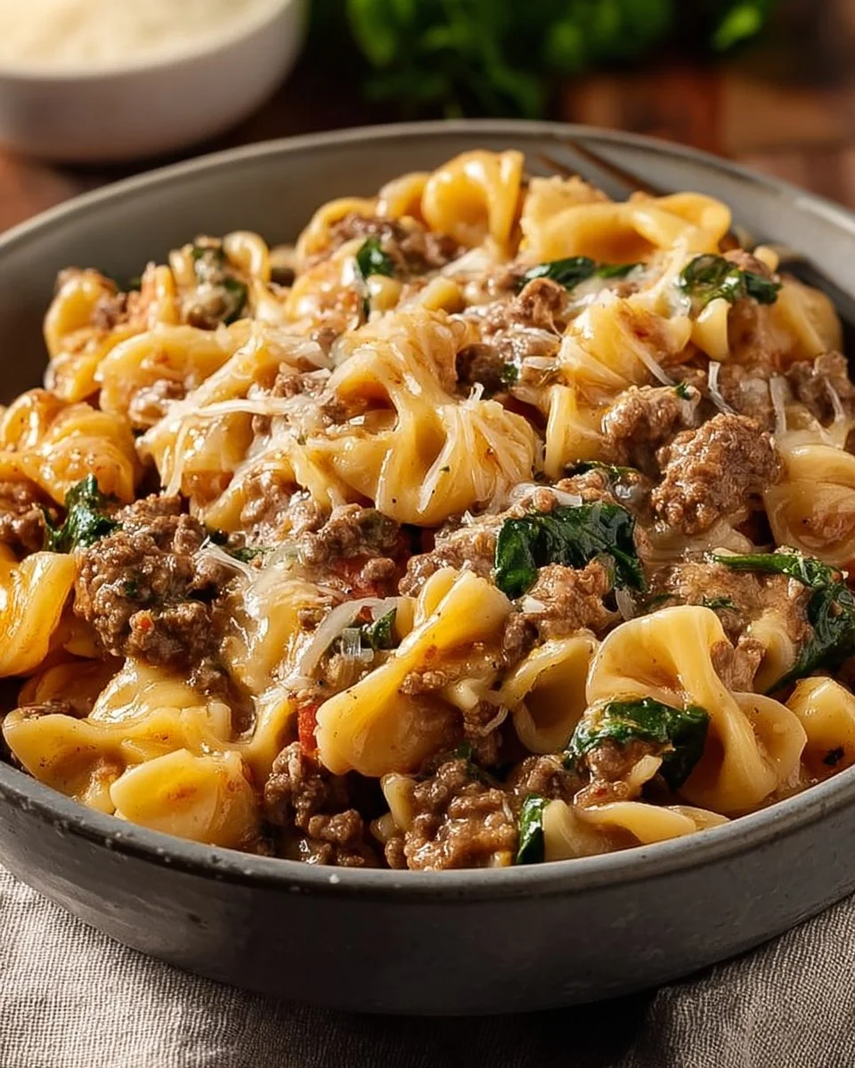 Cheesy Crockpot Ground Beef Pasta