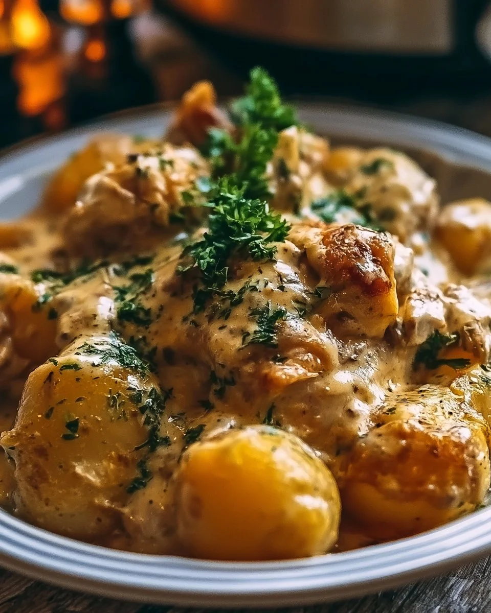 Slow Cooker Cheesy Ranch Chicken & Potatoes