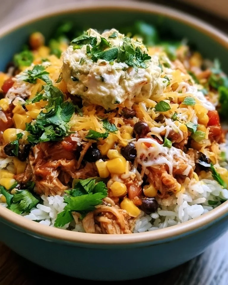 Delicious chicken burrito bowl prepared in a slow cooker