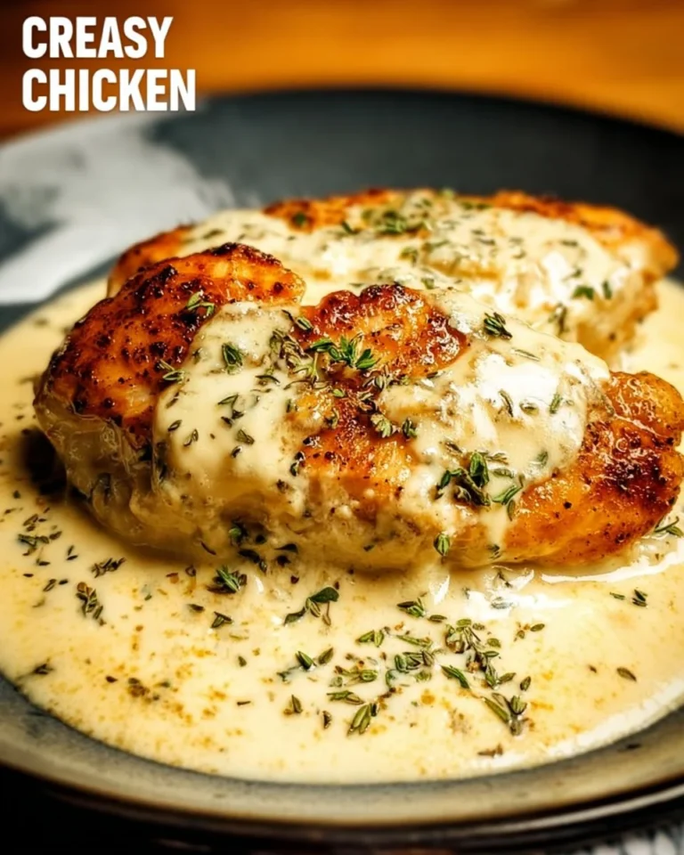 Cream cheese chicken dish served on a plate with herbs and spices