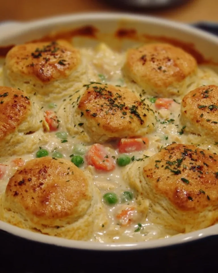 Creamy chicken pot pie served with buttery red lobster biscuits