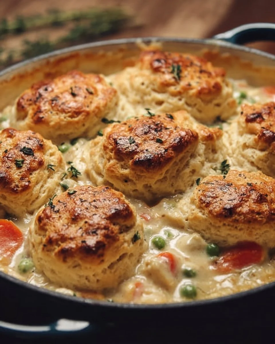 Creamy Chicken Pot Pie with Red Lobster Biscuits