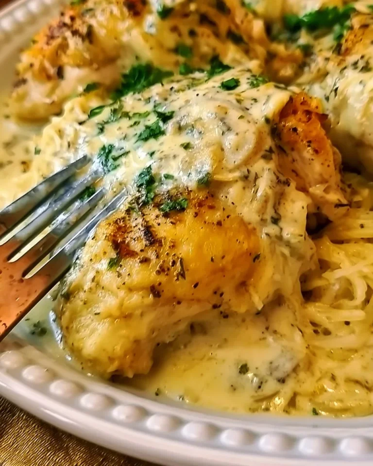 Delicious Crock Pot Angel Chicken recipe served with creamy sauce