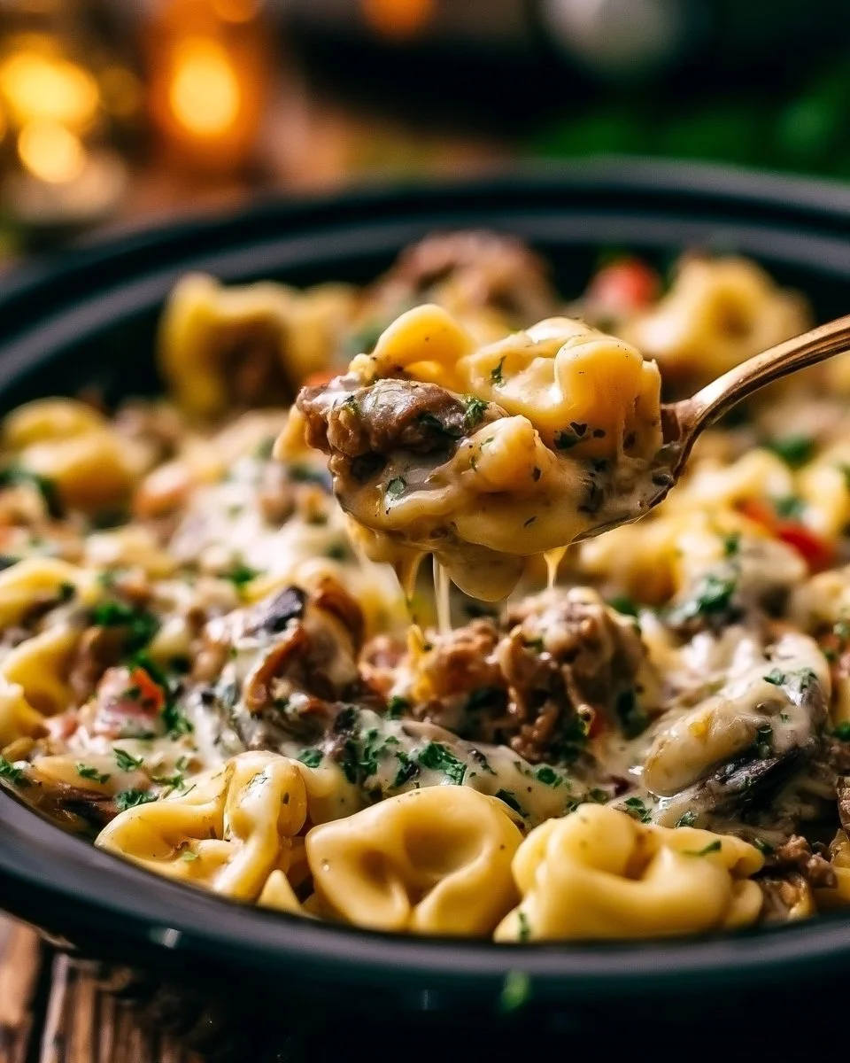 Crock Pot Cheesesteak Tortellini