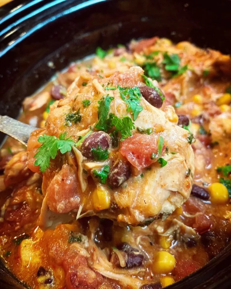 Delicious Crock Pot Fiesta Chicken served in a bowl with toppings