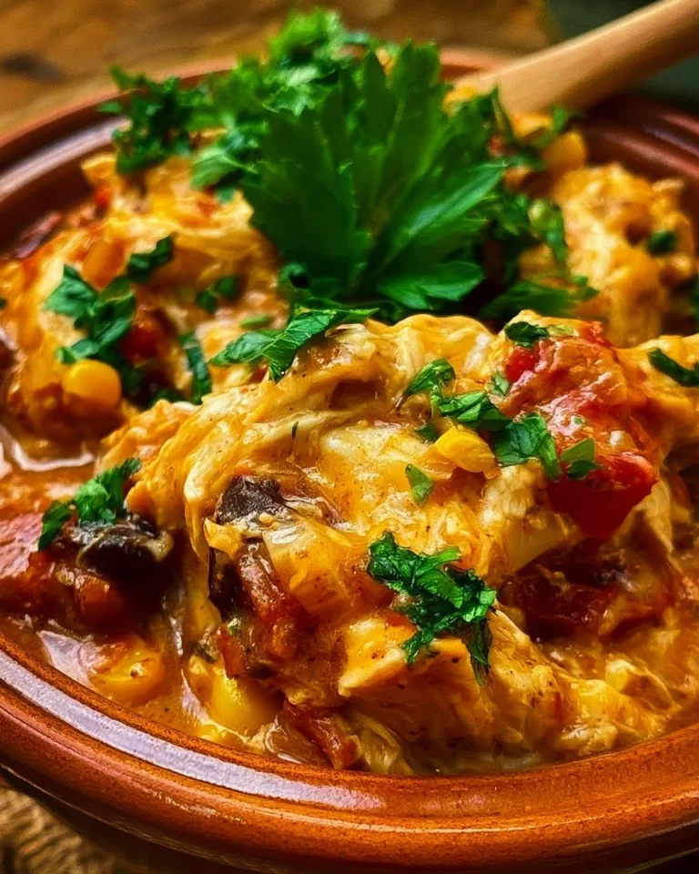 Delicious Crock Pot Fiesta Chicken ready to serve with vibrant toppings