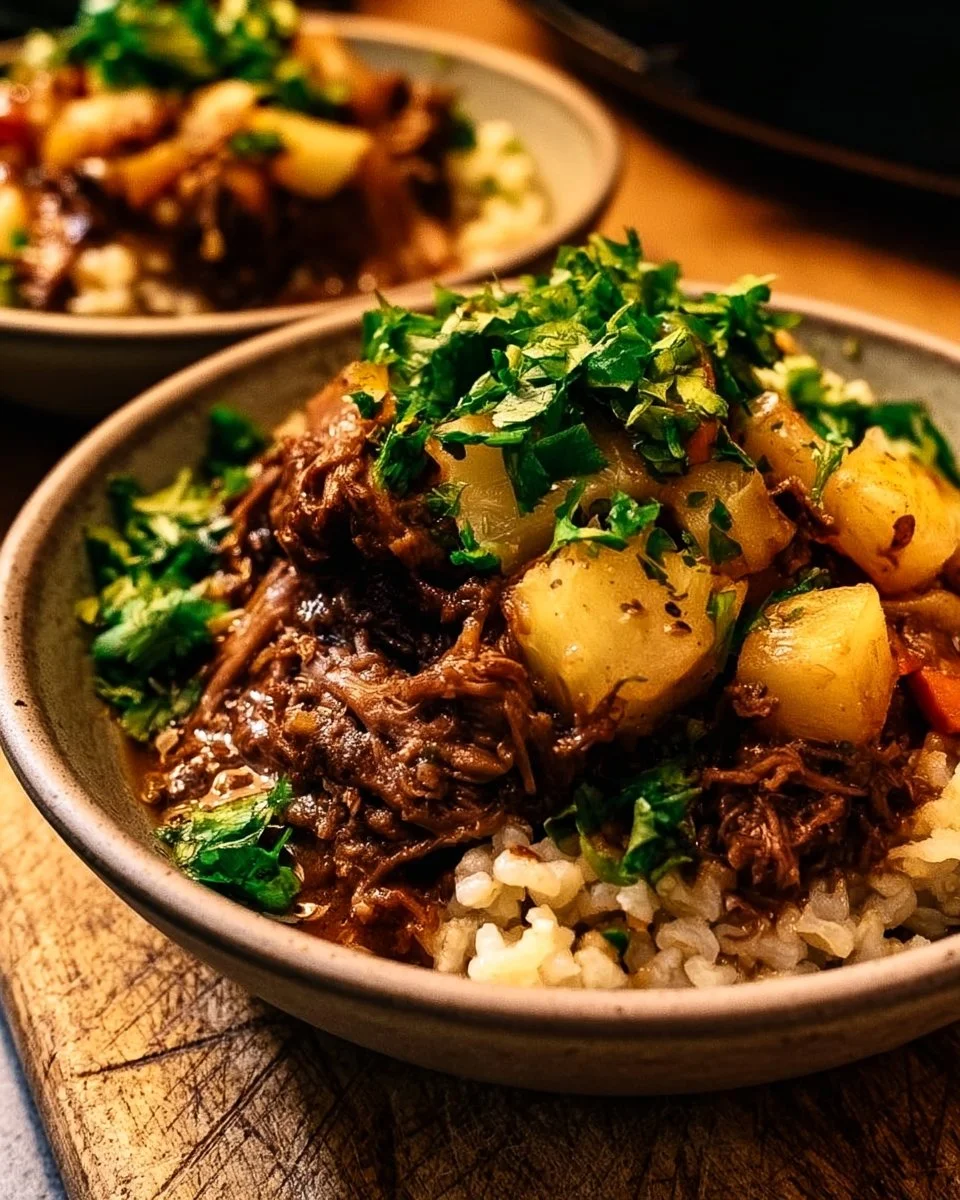 Crockpot Chipotle Pineapple Pot Roast Bowls