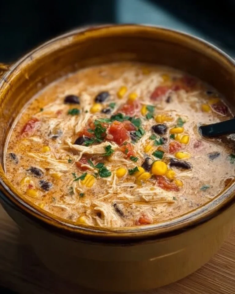 Delicious Crockpot Creamy Chicken Taco Soup in a bowl