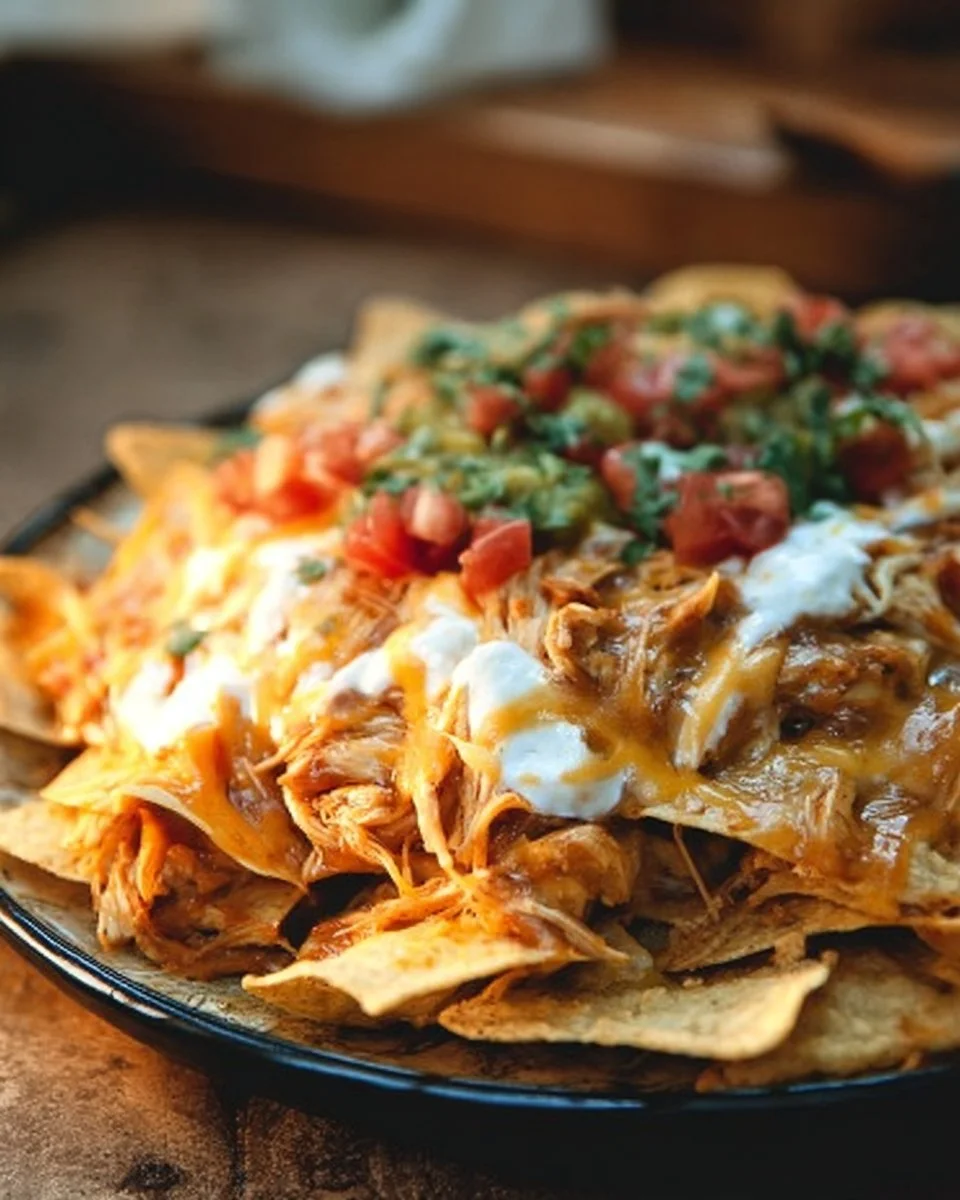 Crockpot Taco Chicken Nachos
