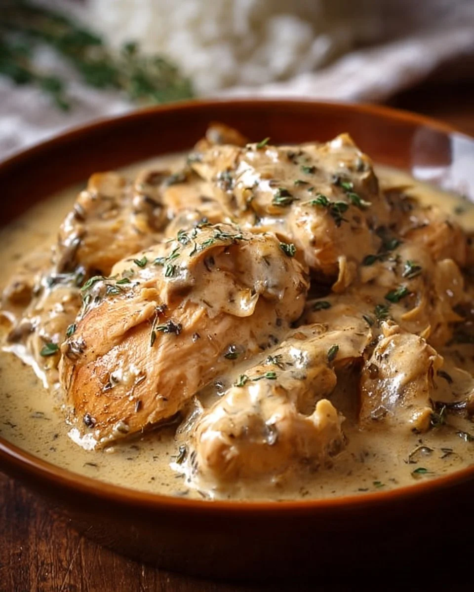 Easy Crockpot Chicken and Creamy Gravy Recipe