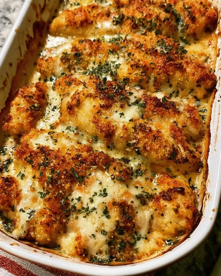 Baked garlic parmesan chicken with herbs and melted cheese on a plate