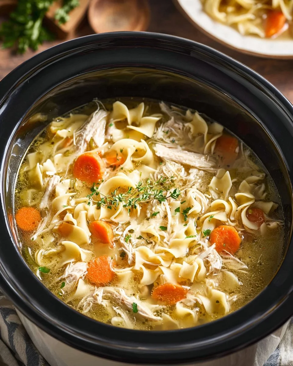 Easy Homemade Crockpot Chicken Noodle Soup Recipe