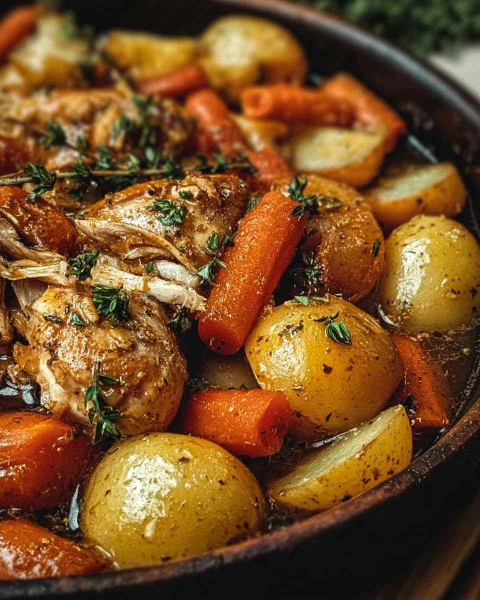 Garlic Butter Crockpot Chicken with Potatoes and Carrots
