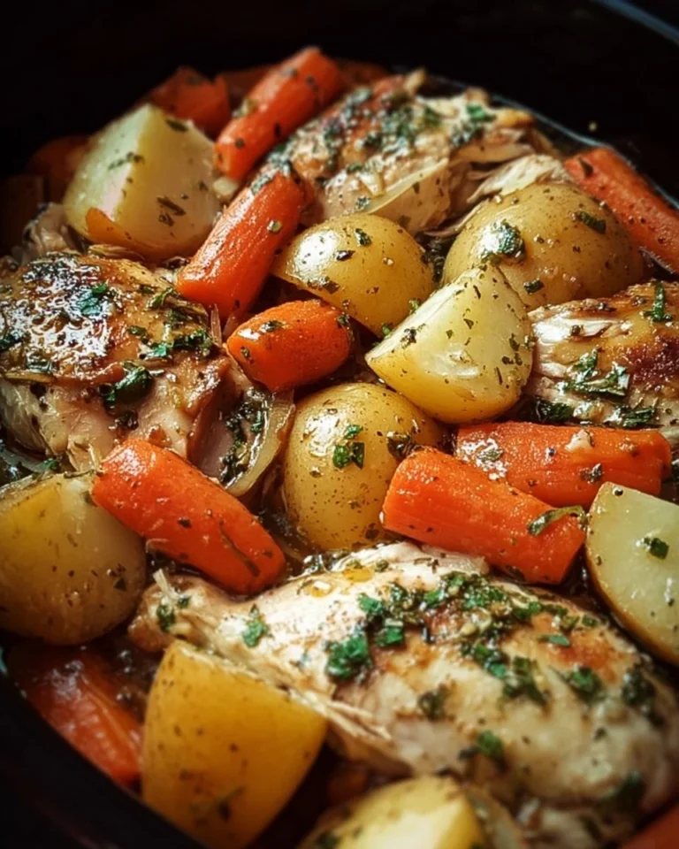 Garlic Butter Chicken with Potatoes and Carrots in a crockpot