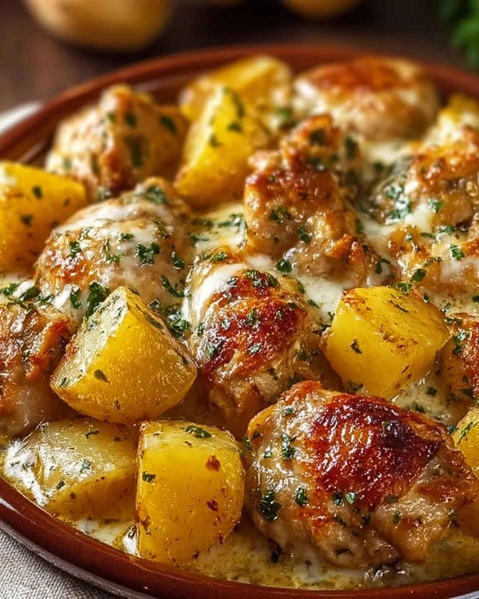 Garlic Parmesan Crockpot Chicken and Potatoes