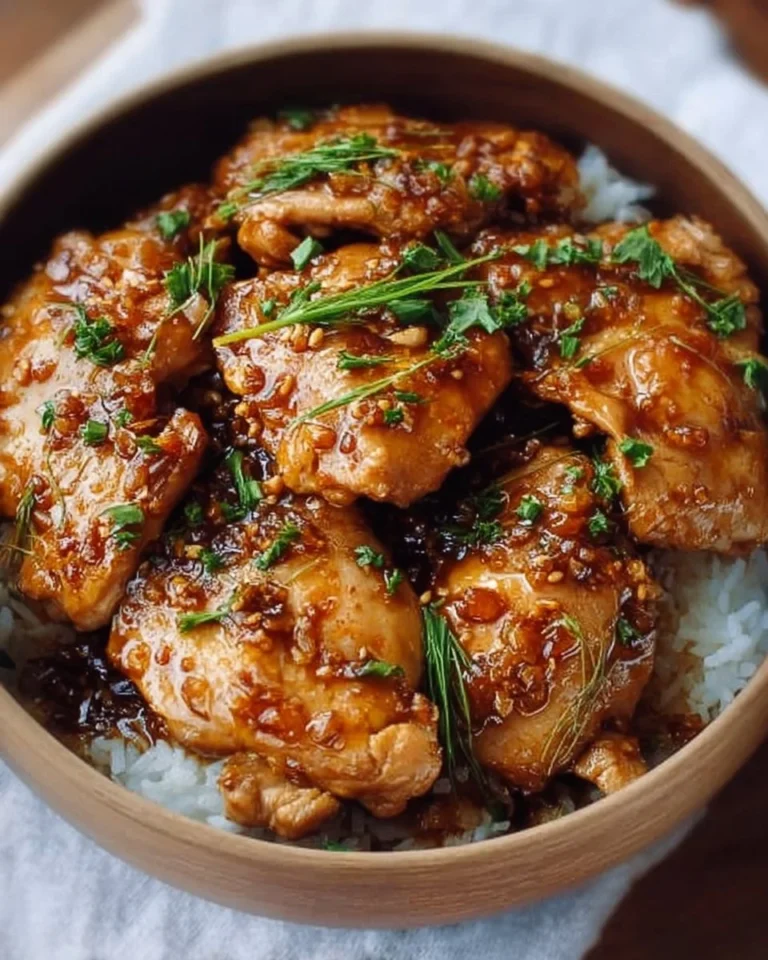 Delicious Instant Pot honey garlic chicken served over rice with vegetables