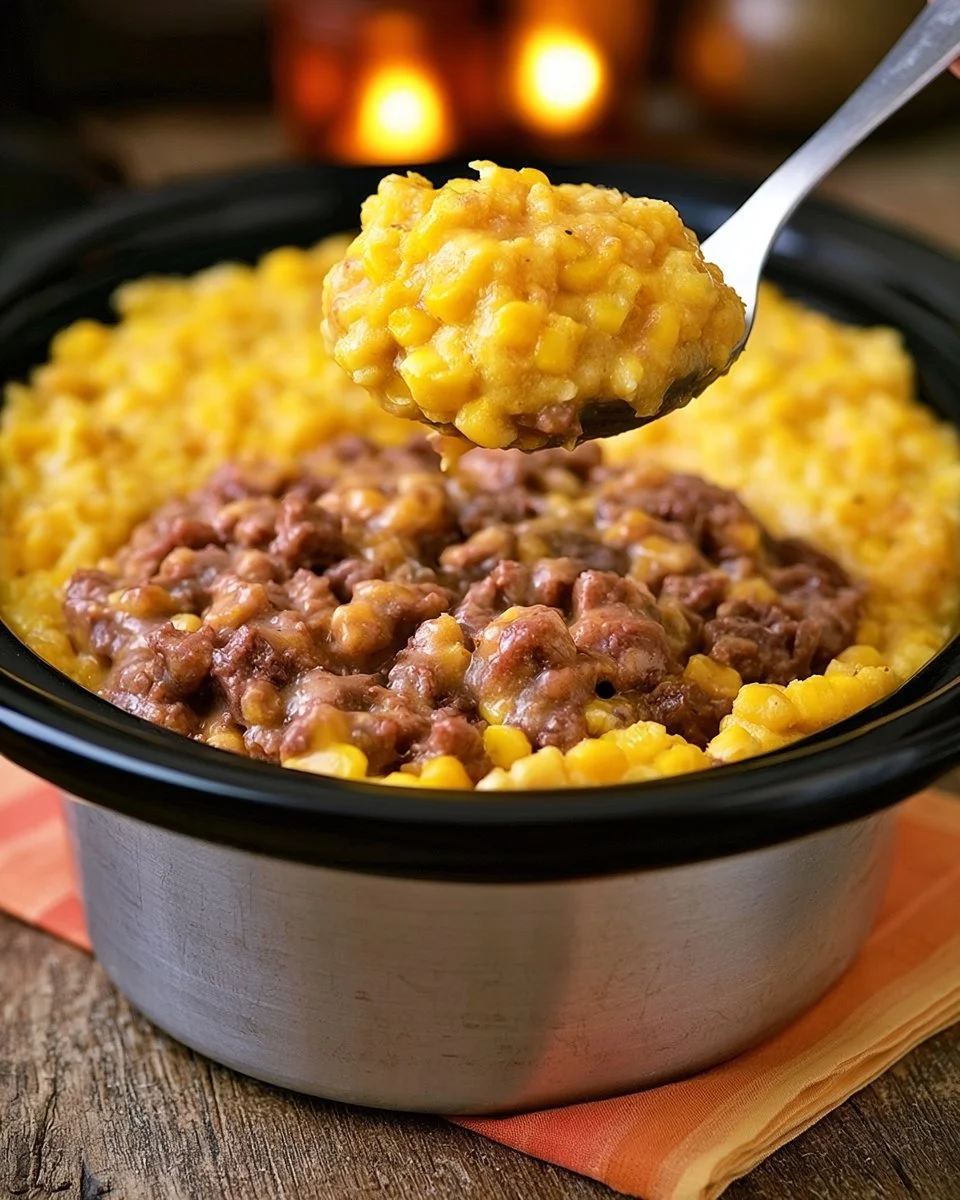 Slow Cooker Amish Corn and Beef Casserole