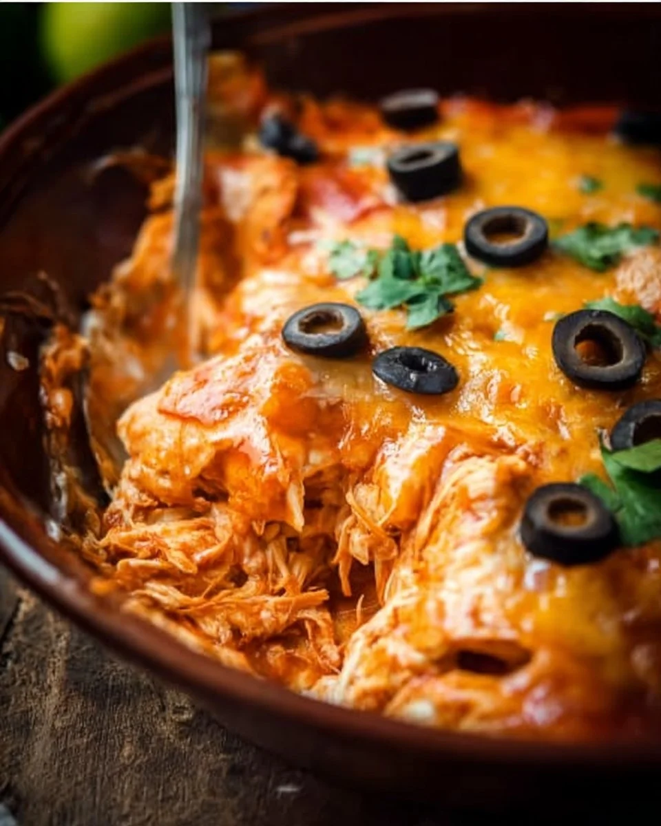 Slow Cooker Chicken Enchilada Casserole