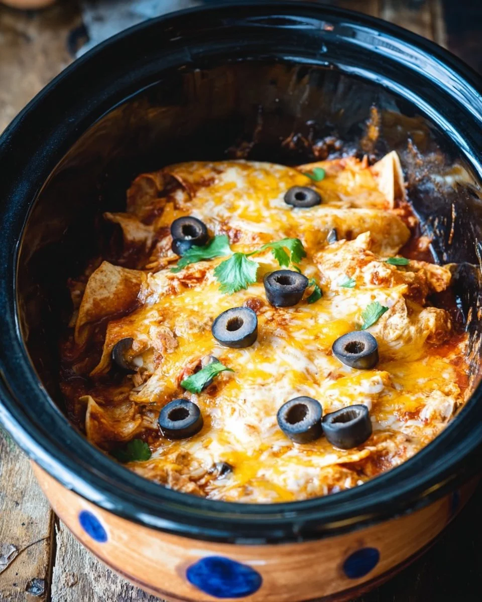 Slow Cooker Chicken Enchilada Casserole Recipe | Enchilada Recipe Crockpot, Enchilada in Crockpot, Chicken Enchilada Crockpot