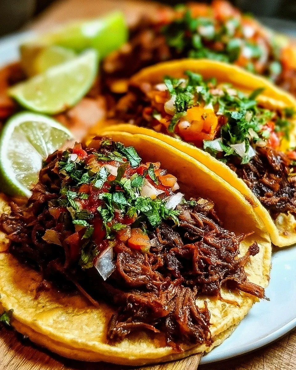 Slow cooker chuck roast tacos served with fresh toppings