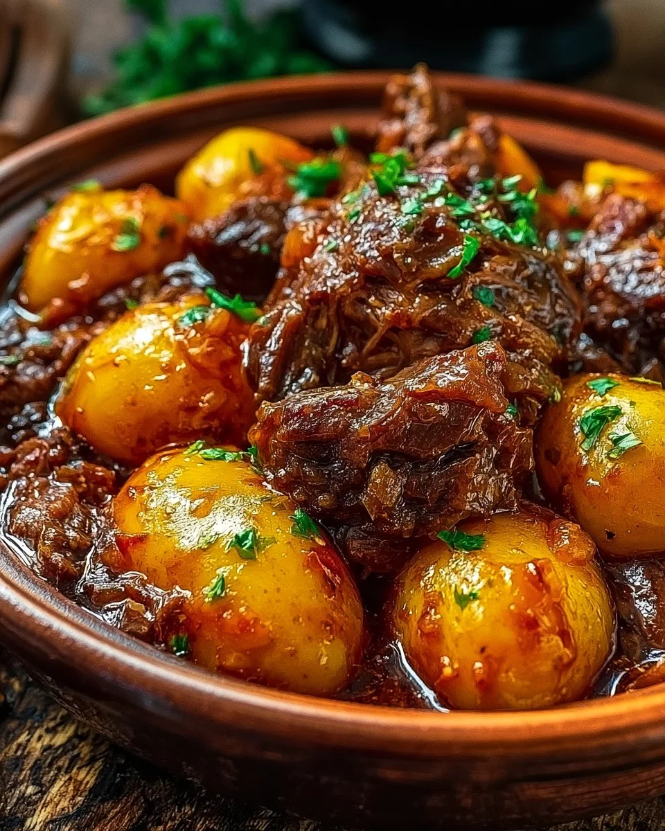 Slow Cooker Garlic Butter Beef with Potatoes