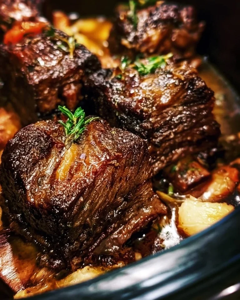 Tender beef short ribs in a crockpot, showcasing a delicious slow-cooked dish