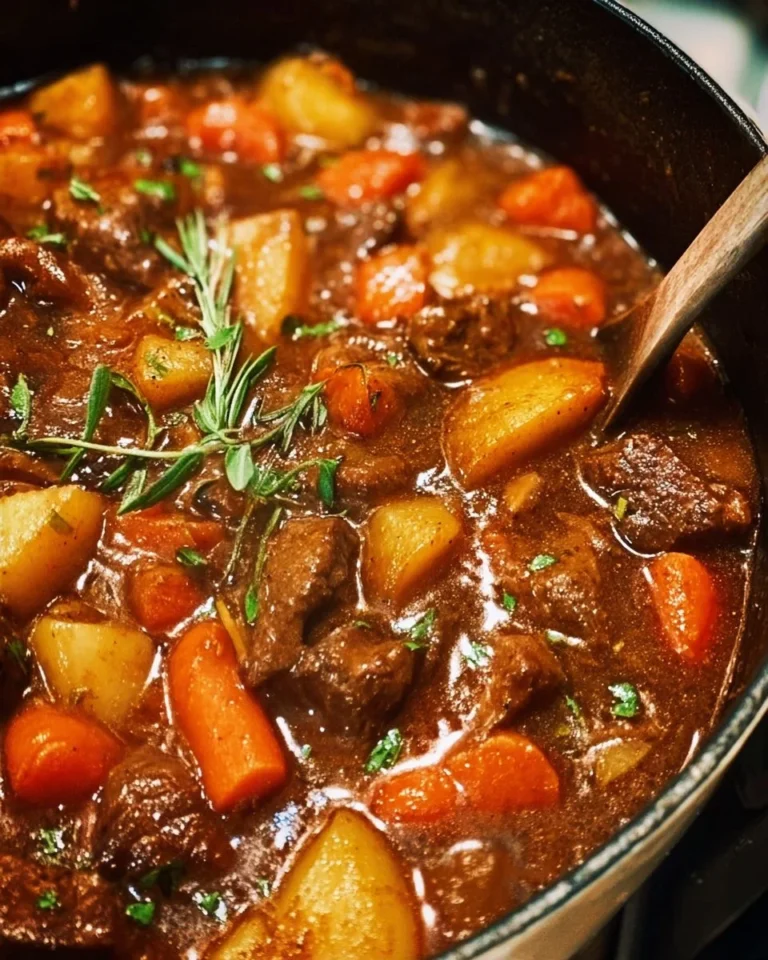 A delicious bowl of Whole30 beef stew filled with vegetables and tender meat.