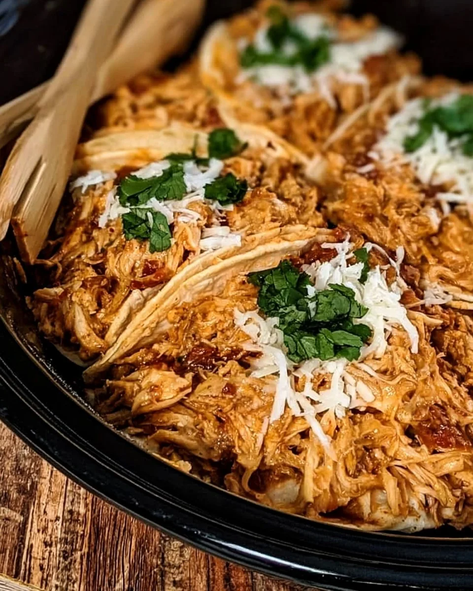 Cheesy chicken tacos crockpot | Queso tacos crockpot, Crockpot queso chicken quesadillas, Queso chicken tacos