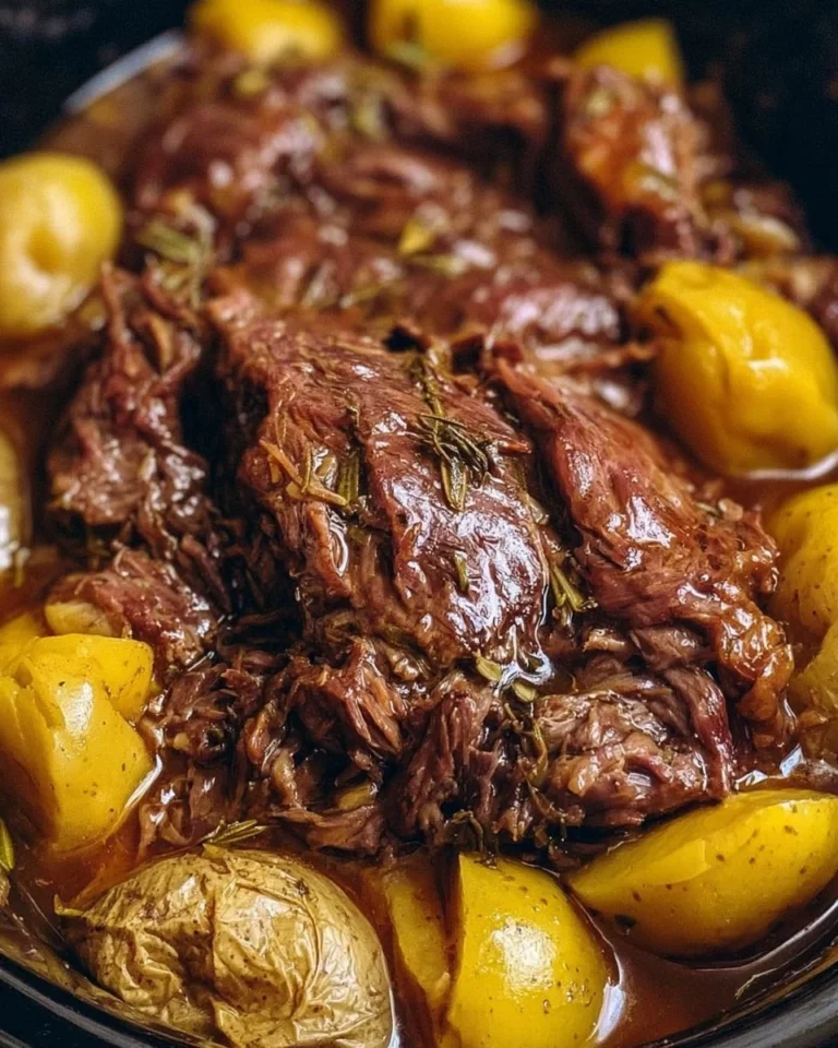 Delicious Mississippi pot roast served with vegetables and gravy