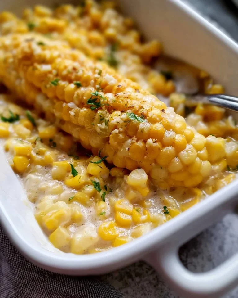 Delicious slow cooker creamed corn served in a bowl for Thanksgiving dinner