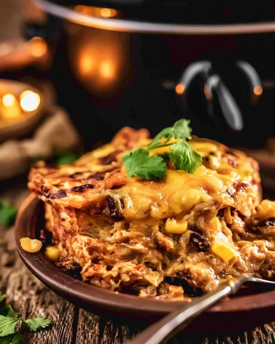 Crockpot Chicken Enchiladas Casserole