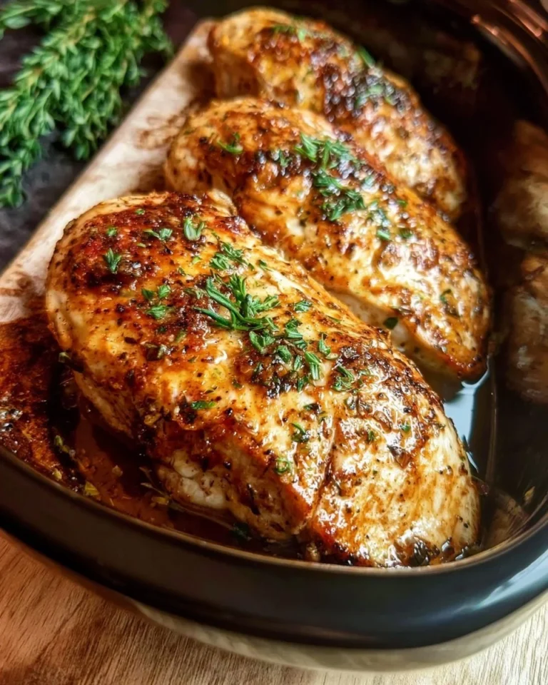 Delicious slow cooker chicken recipe served with vegetables and herbs.