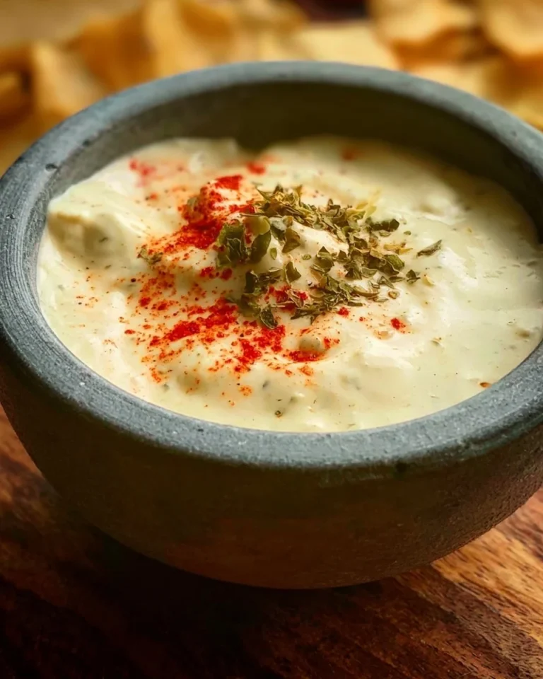 Creamy spicy cheese dip recipe served in a bowl with tortilla chips