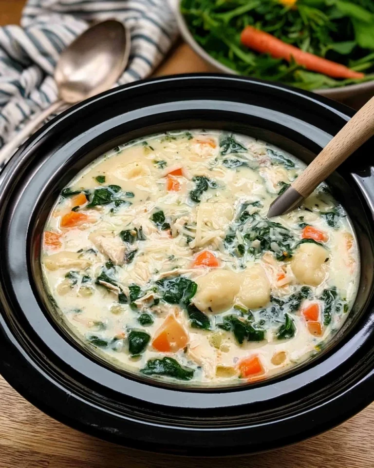 Crock Pot Chicken Gnocchi Soup served in a bowl with fresh herbs