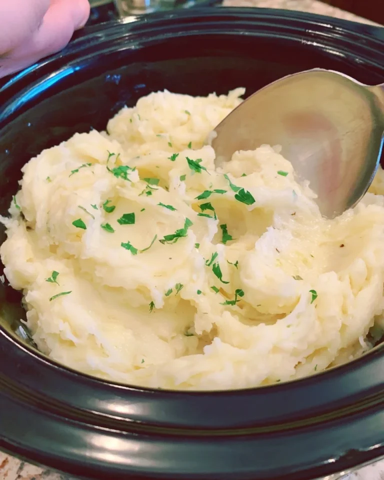 Delicious crock pot mashed potatoes served in a bowl