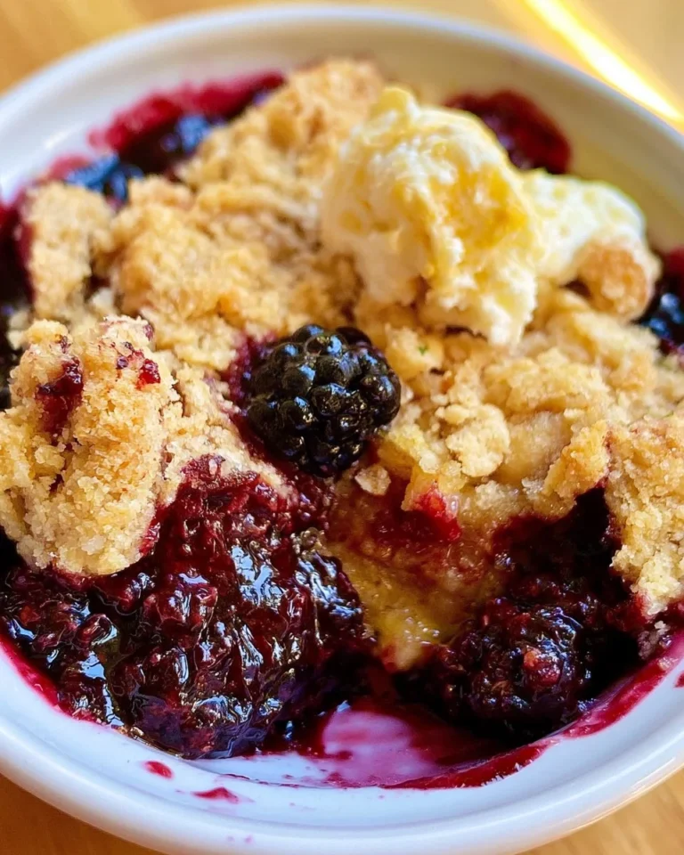 Delicious Crockpot Blackberry Dump Cake ready to serve