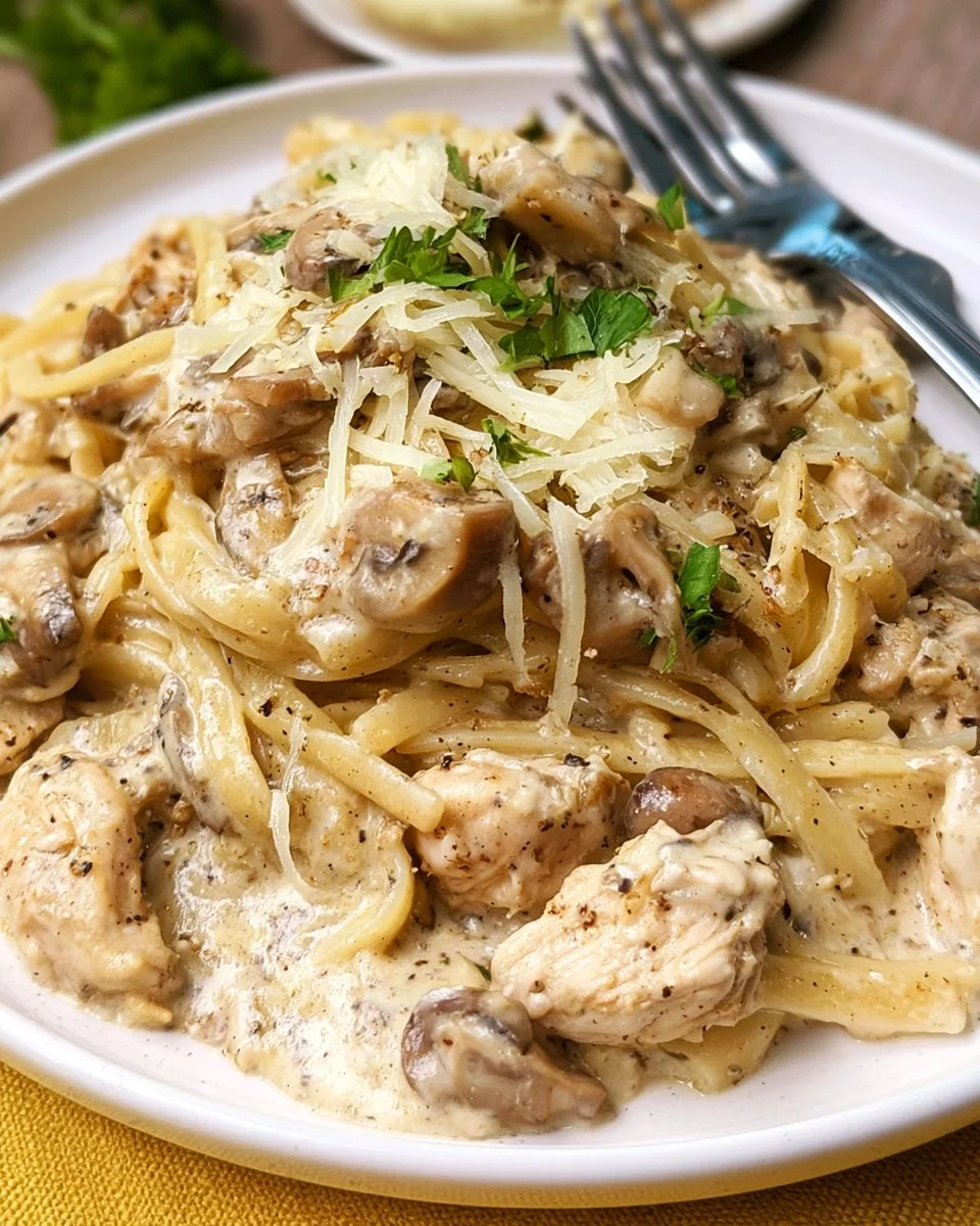 Delicious Crockpot Chicken Tetrazzini dish served in a bowl