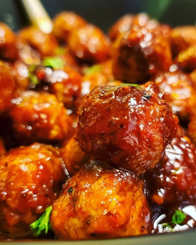 Crockpot Honey BBQ Meatballs served in a bowl