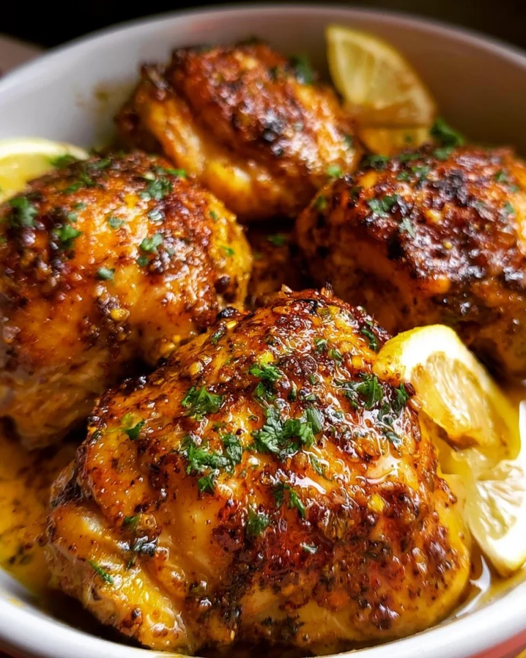 Delicious slow cooker boneless skinless chicken thighs recipe plated with herbs