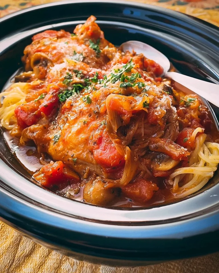 Slow Cooker Chicken Cacciatore with vibrant peppers and herbs