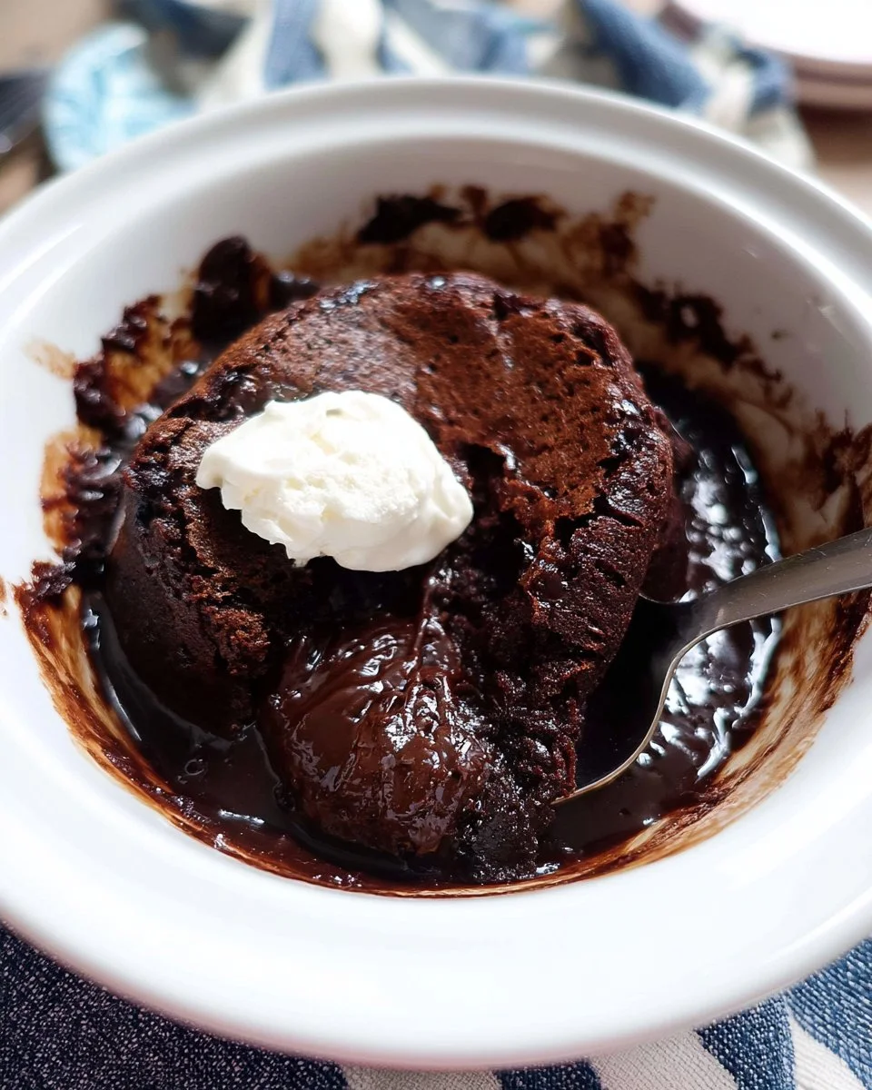 Delicious slow cooker chocolate lava cake with molten center