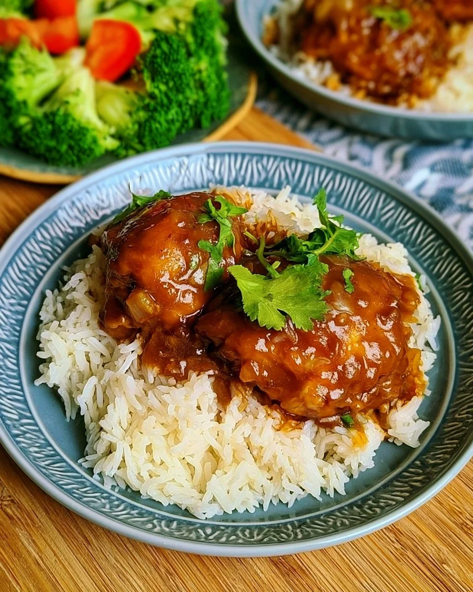Slow Cooker Cola Chicken dish garnished with herbs and served on a plate