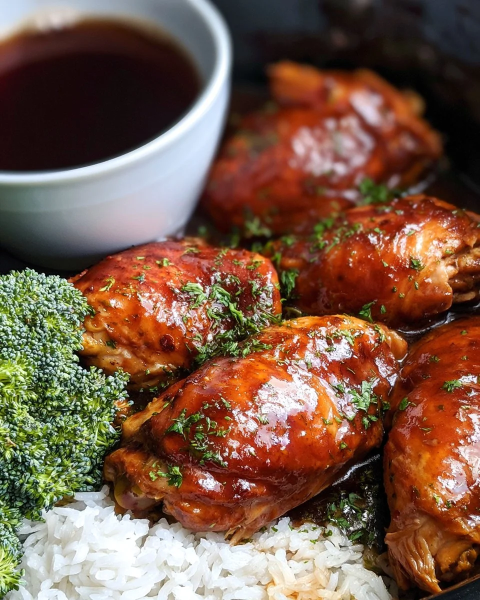 Slow Cooker Diet Coke Chicken dish served in a bowl with herbs