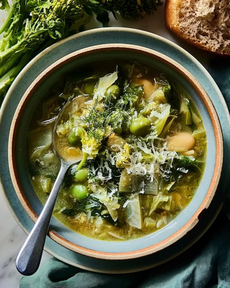Bowl of Slow-Cooker Green Minestrone with Fennel and Parmesan