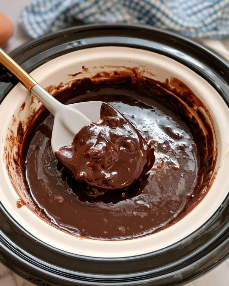 Delicious slow cooker hot fudge dessert served in a bowl with a scoop of ice cream