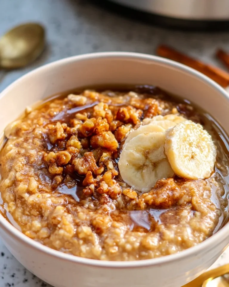 Delicious slow cooker maple brown sugar oatmeal in a bowl